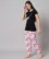 Anixa Women's Printed Cotton Nightsuit Black LightPink 1