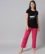 Anixa Women's Printed Cotton Nightsuit Black Pink 1