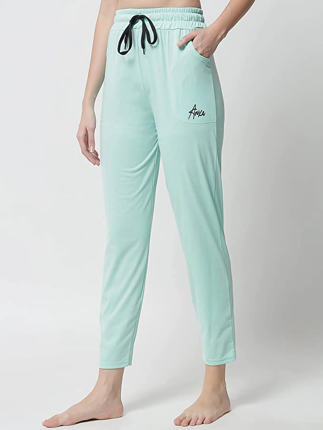 Anixa Women's Plain Cotton Pyjama green-3