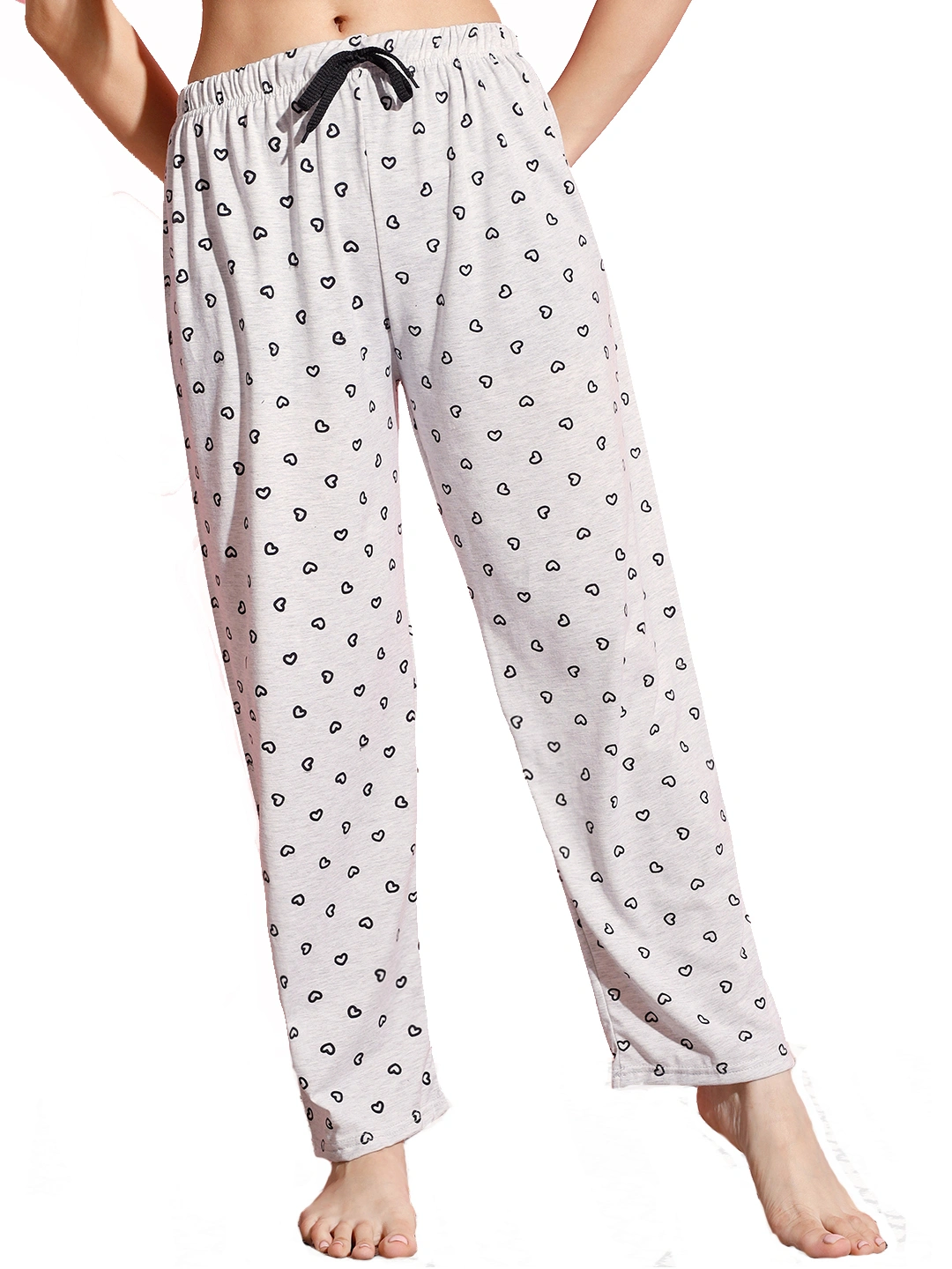 Anixa Women's Heart Cotton Pyjama Grey 1