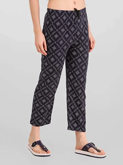 Anixa Women's Printed Cotton Pyjama Navy 5