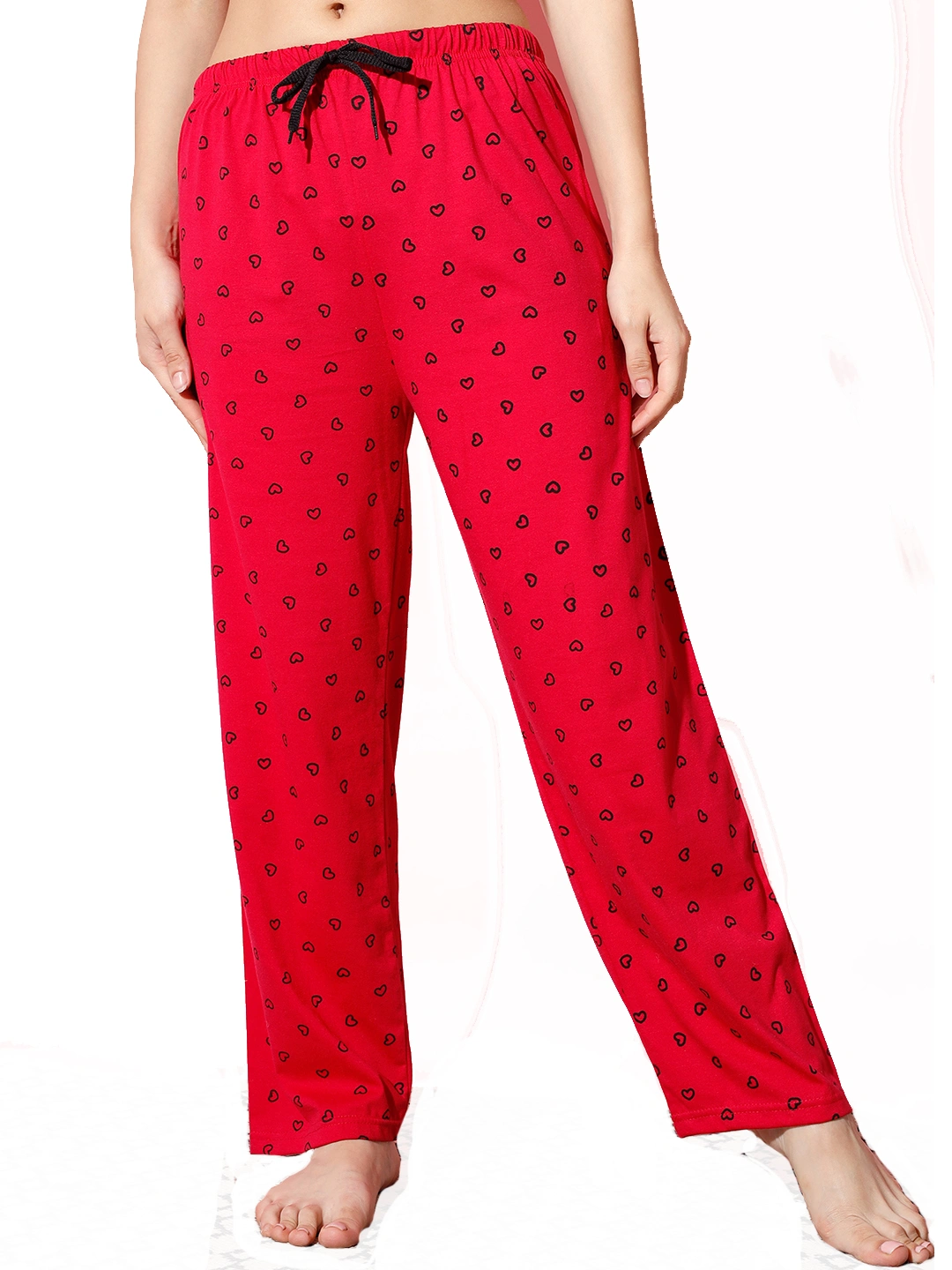 Anixa Women's Heart Cotton Pyjama Pink 1