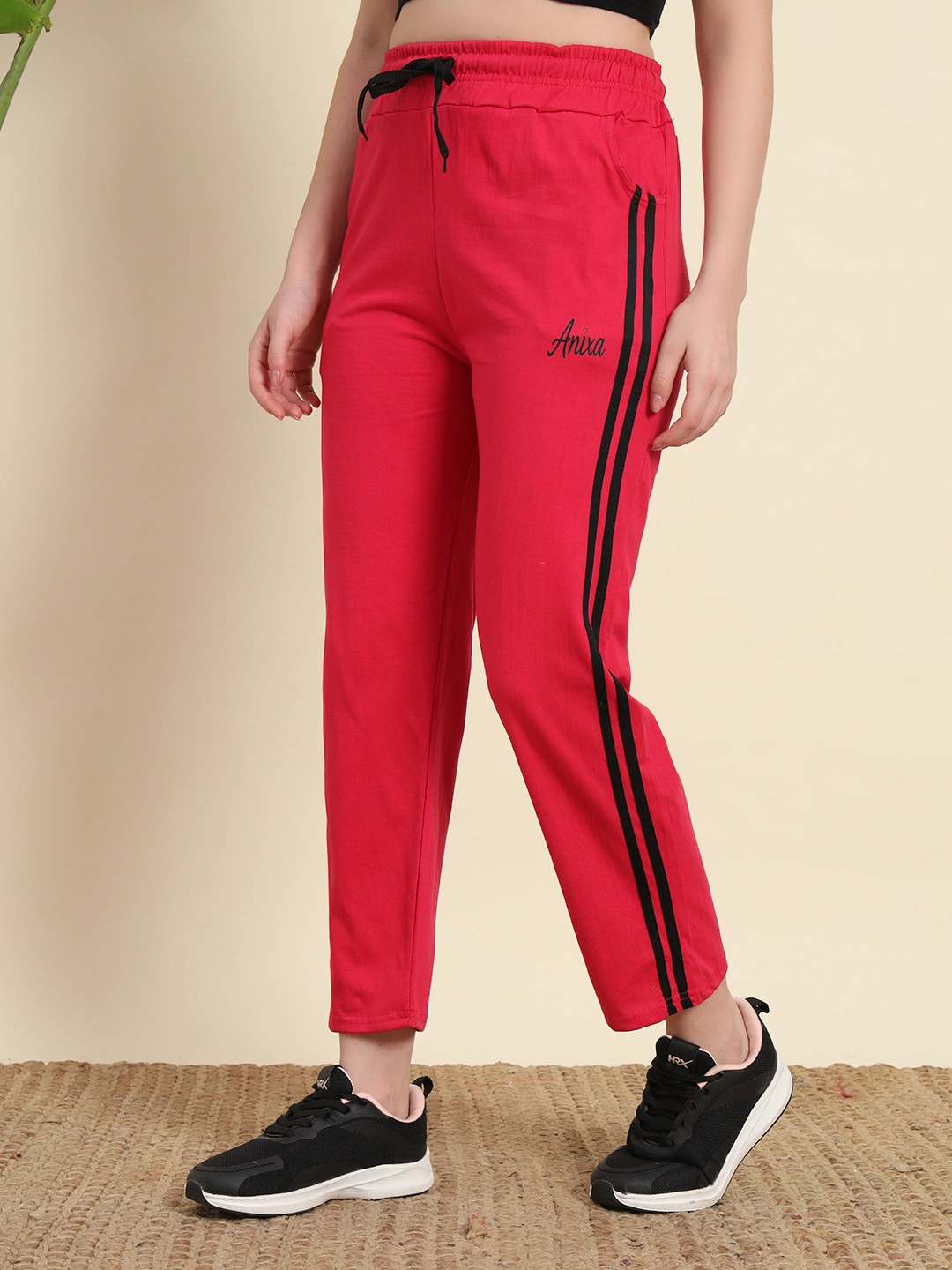 Anixa Women's Striped Cotton Pyjama Pink 3