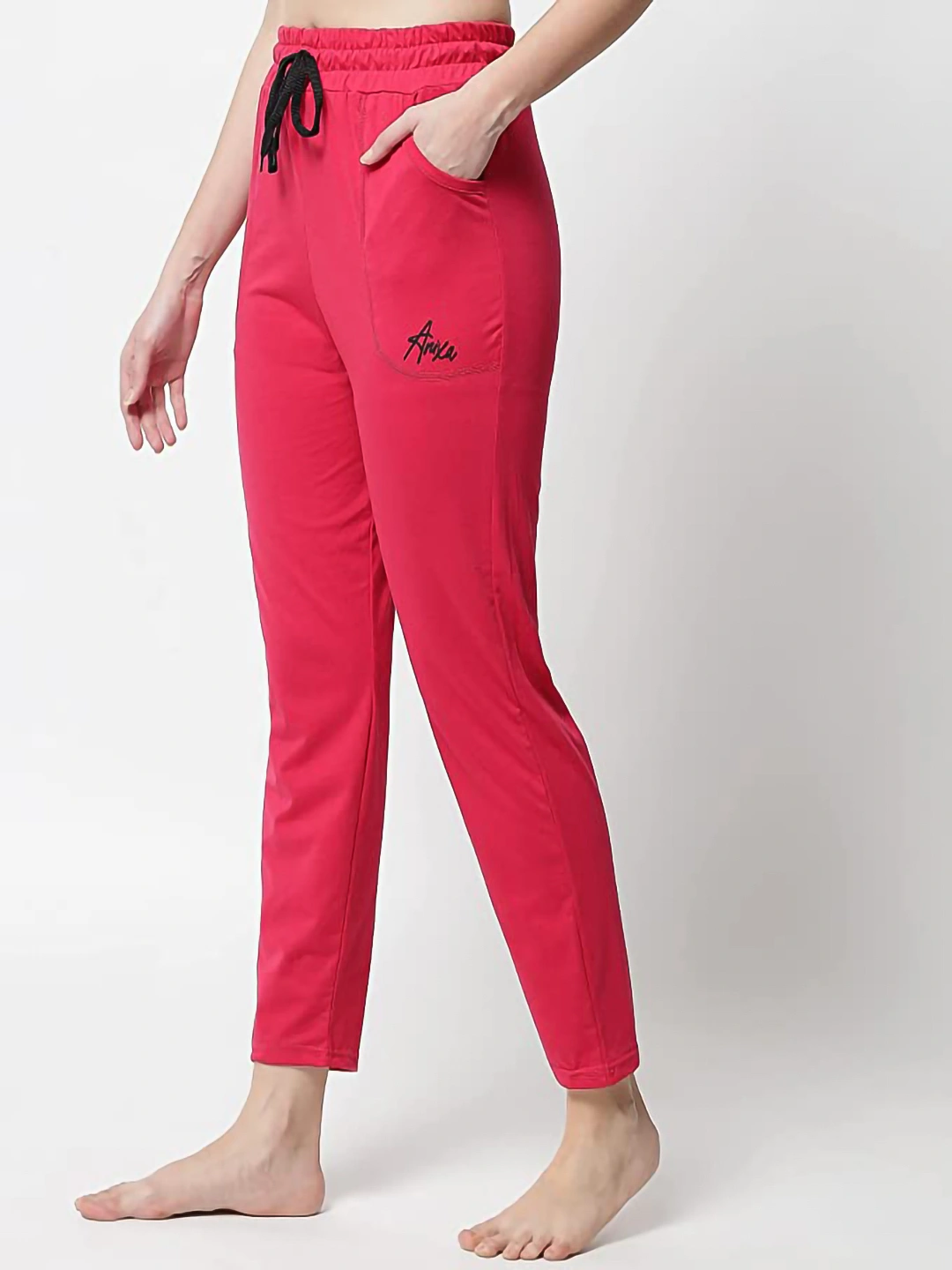 Anixa Women's Plain Cotton Pyjama pink-3