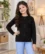 Anixa Girls Woolen Arrow Sweater Black-1