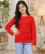 Anixa Girls Woolen Arrow Sweater Red-1