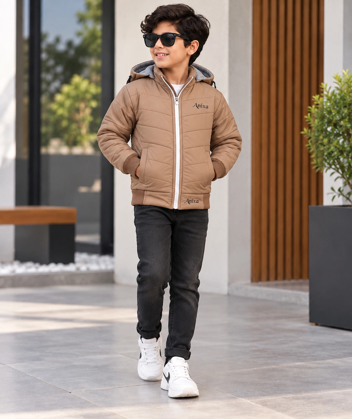 Anixa Boys Plain Winter Jacket Skin -1