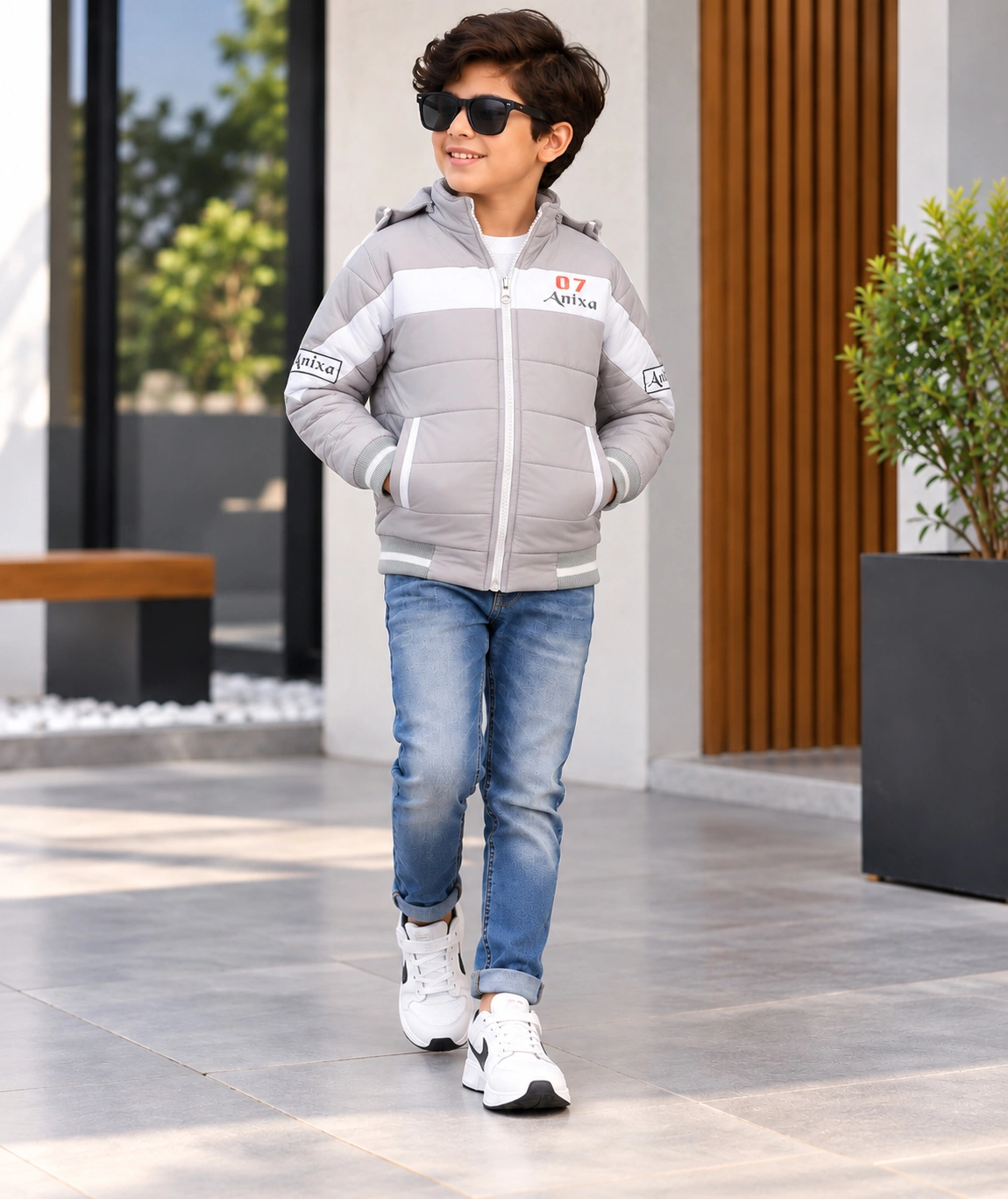 Anixa Boys Padded Winter Jacket Grey -1