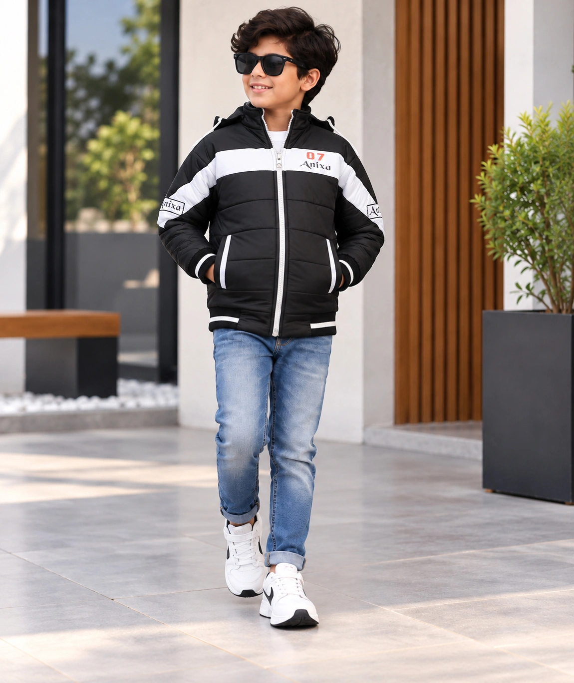 Anixa Boys Padded Winter Jacket Black -1