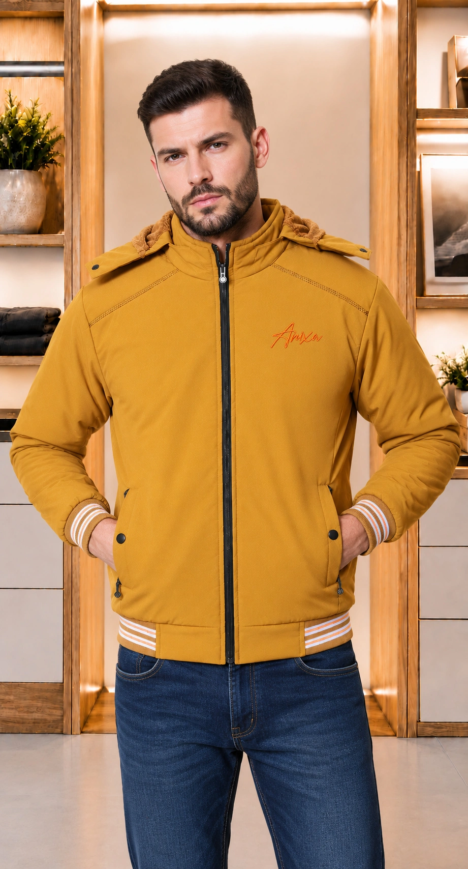 Anixa Men's Full Zip Jacket - Mustard 1 Anixa Men's Full Zip Jacket - Mustard 1