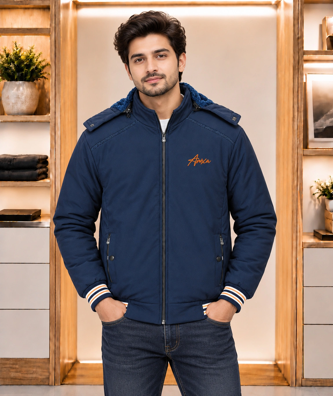 Anixa Men's Full Zip Jacket - Navy 1 Anixa Men's Full Zip Jacket - Navy 1