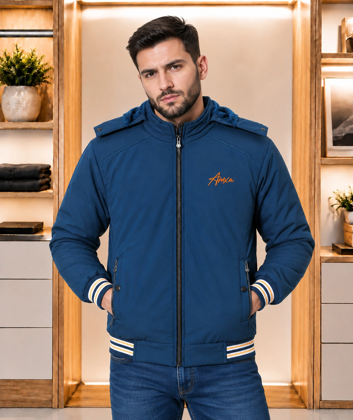 Anixa Men's Full Zip Jacket - Blue 1 Anixa Men's Full Zip Jacket - Blue 1