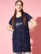 Anixa Women's Heart Printed T-Shirt Dress with Round Neck Navy -1