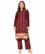 Anixa Women's Winter Woolen Box Printed Suit maroon-1