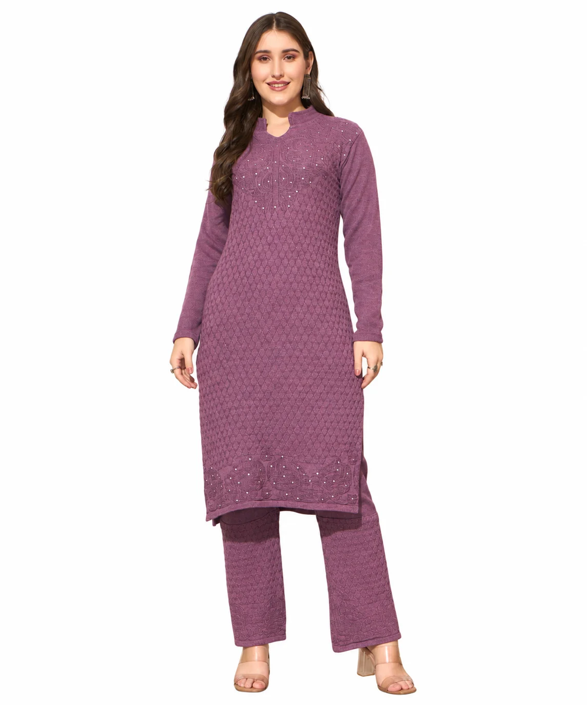 Anixa Women's Winter Woolen Sippi Suit Aqua Purple-1 Anixa Women's Winter Woolen Sippi Suit Aqua Purple-1