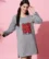 Anixa Women's Woolen Printed Polo T-Shirt Grey-1