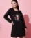 Anixa Women's Woolen Printed Polo T-Shirt Black-1
