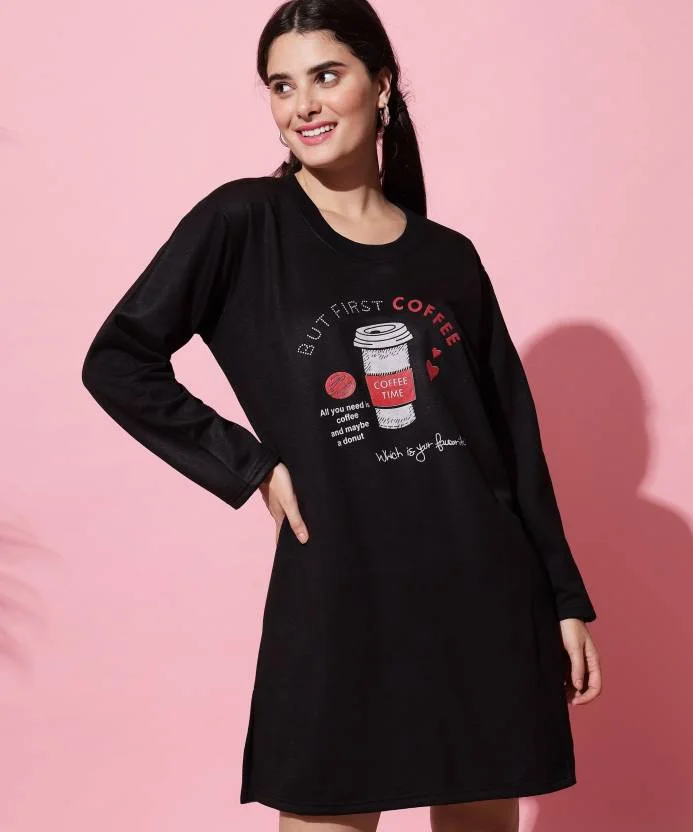 Anixa Women's Woolen Printed Polo T-Shirt Black-1