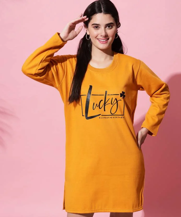 Anixa Women's Woolen Printed Polo T-Shirt Mustard-1